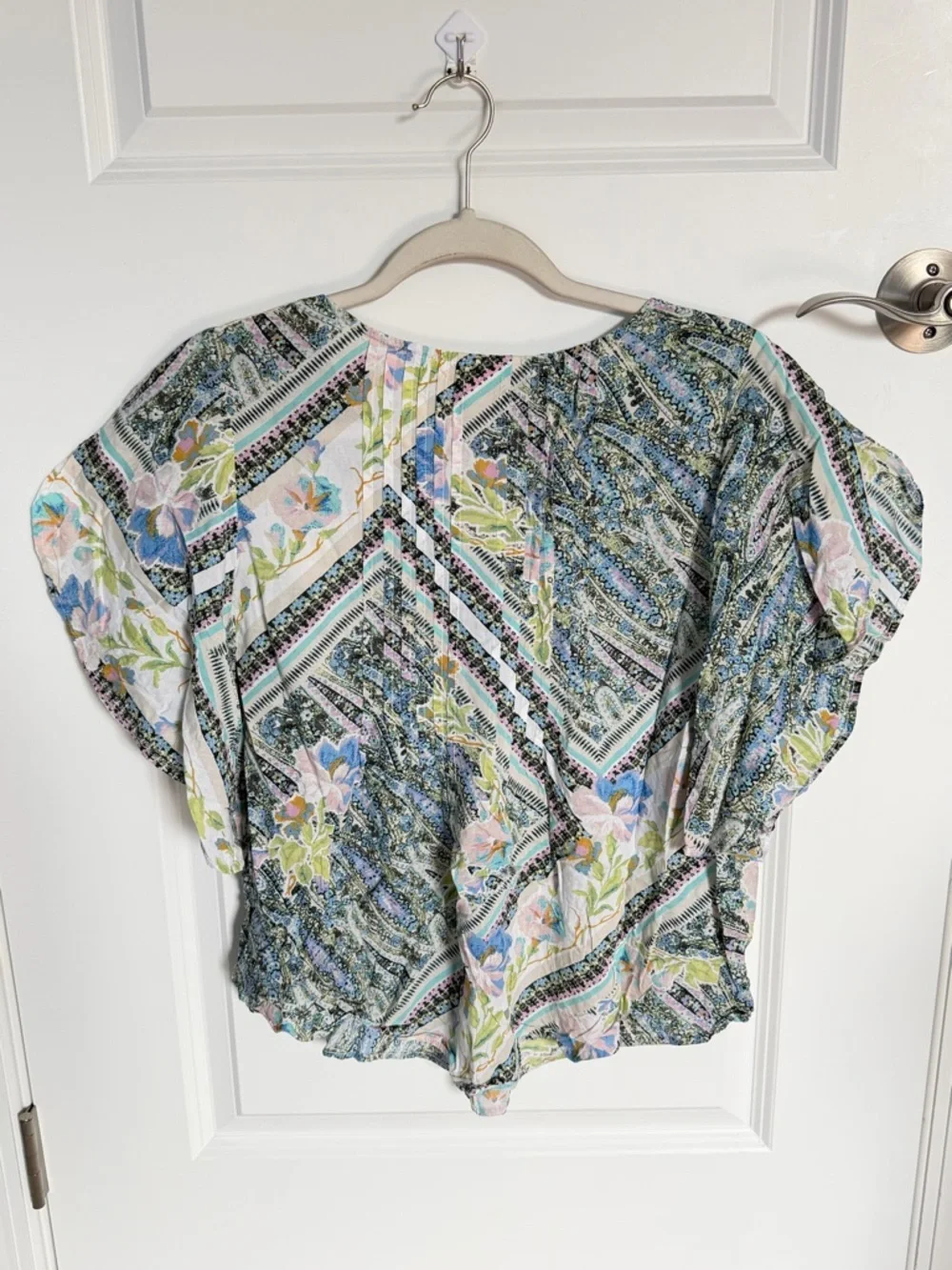 Anthropologie Maeve Multicolor Maya Flutter Sleeve Top Size 4 39694